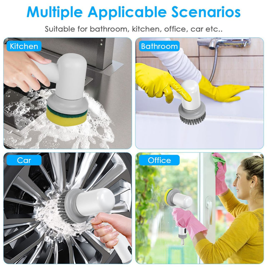 Cordless Electric Spin Scrubber -4-in-1 Rechargeable Cleaning Brush